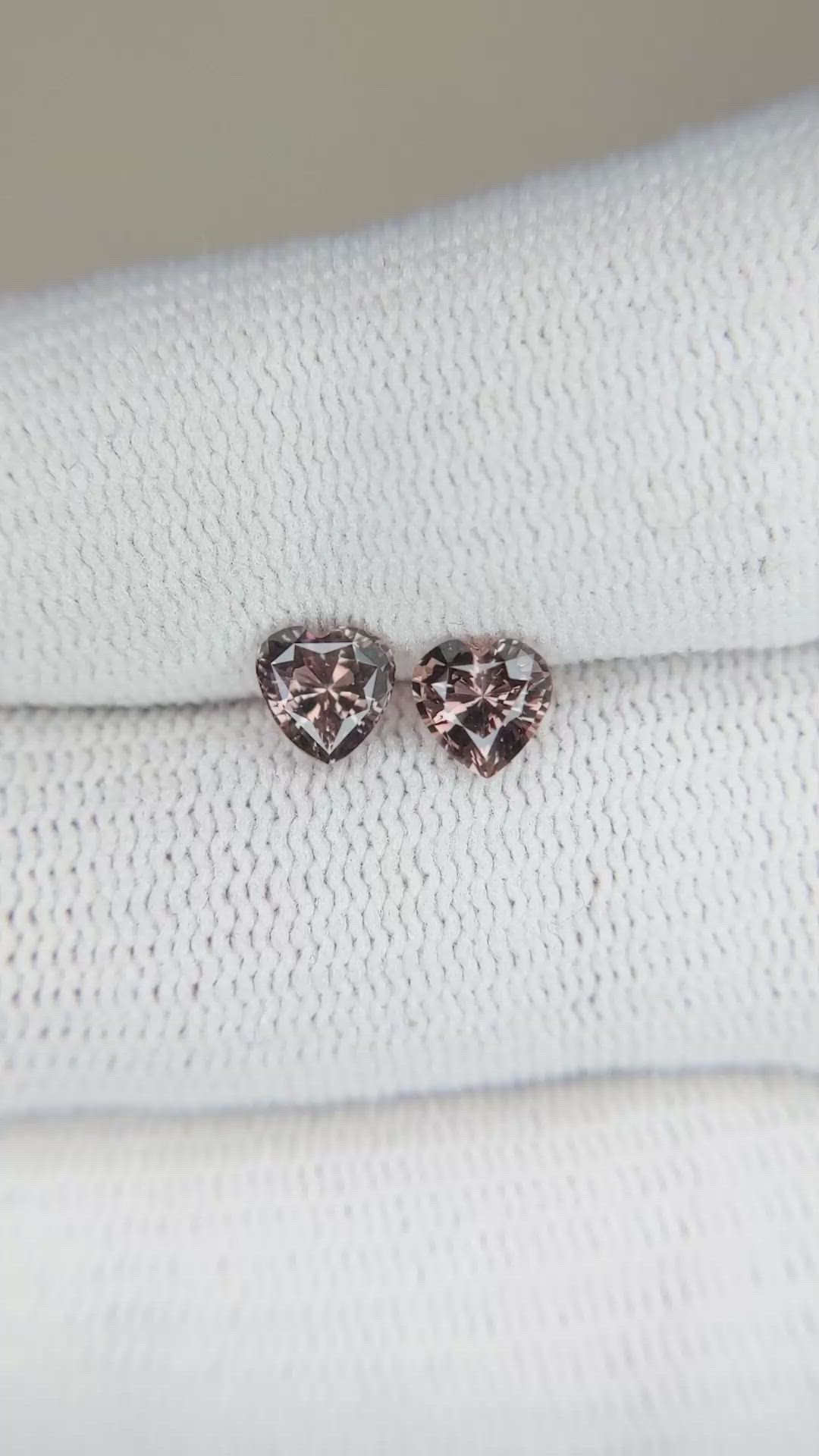 1.22 Ct.Tw.Total Carat Weight Pinkish Brown Sapphire Pair from Ceylon (Sri Lanka) Size Video