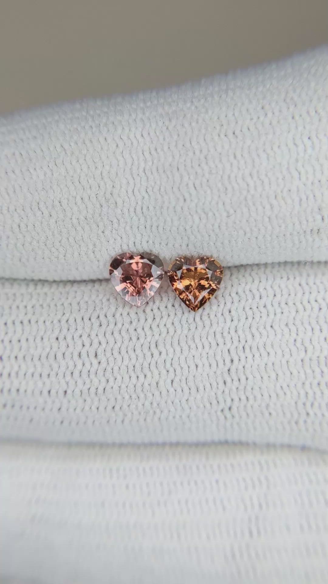 0.94&nbsp;Ct.Tw.Total Carat Weight Brown Sapphire Pair from Ceylon (Sri Lanka) Size Video