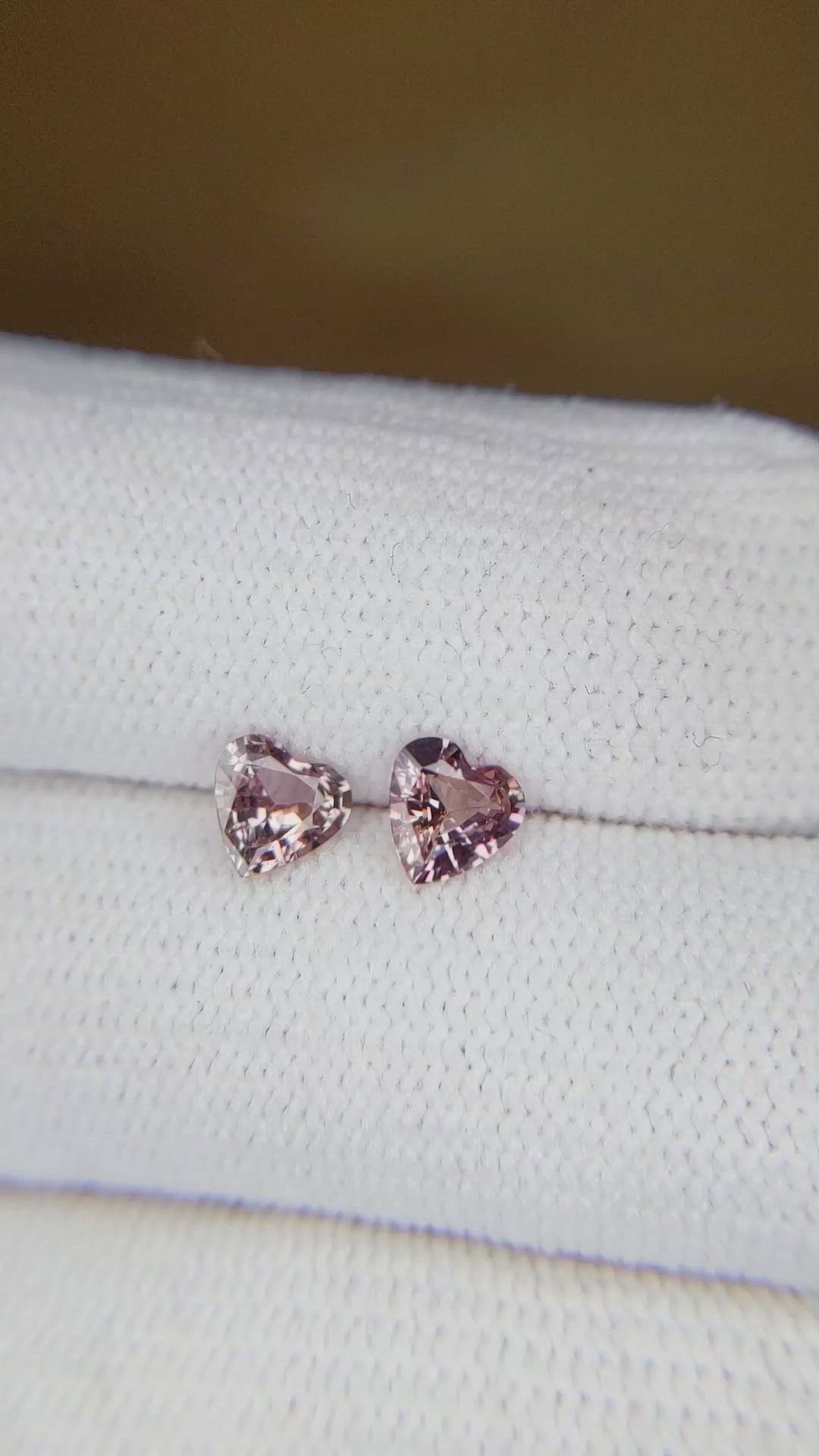 0.91&nbsp;Ct.Tw.Total Carat Weight Reddish Pink Sapphire Pair from Madagascar Size Video