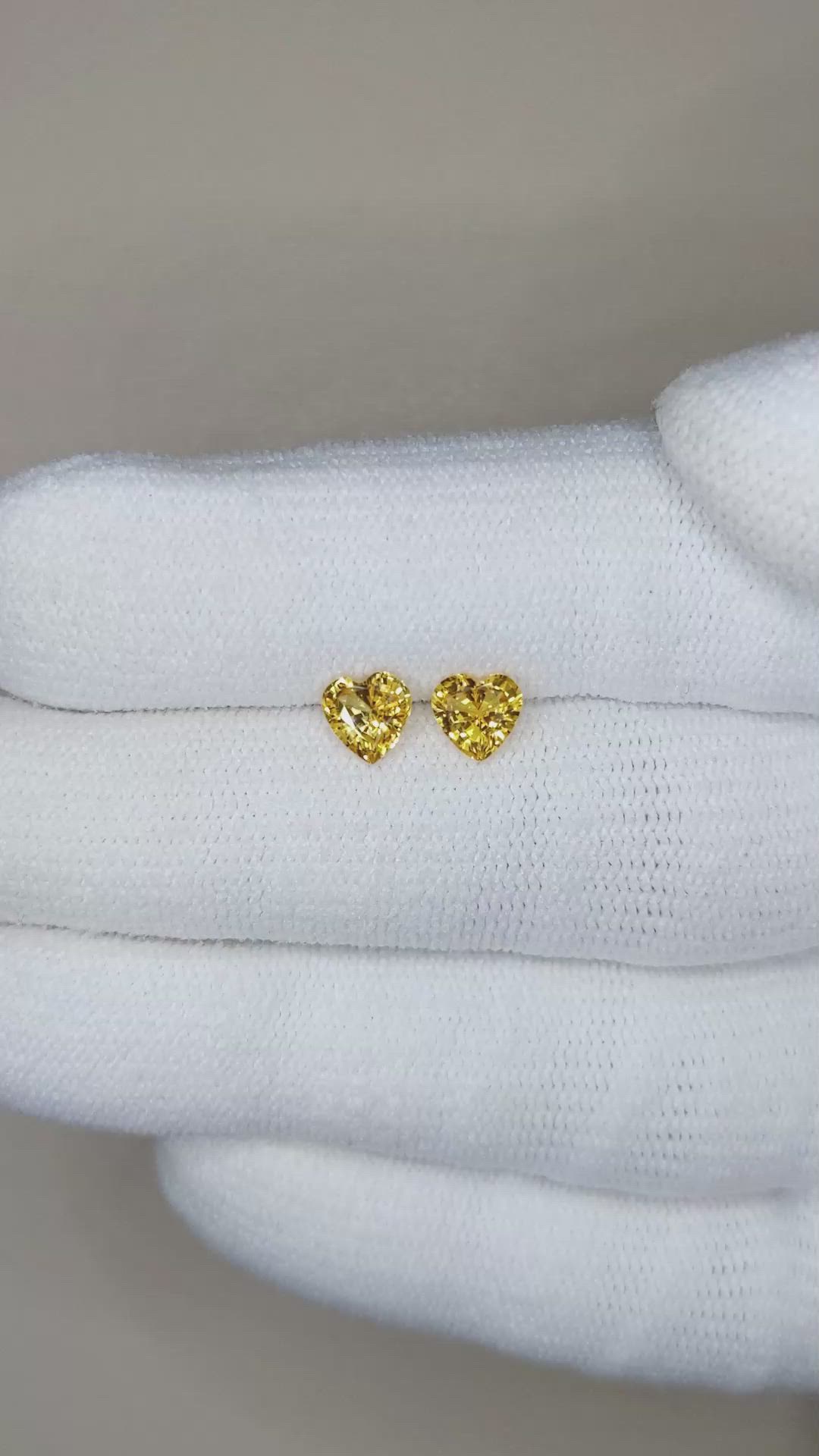 1.02 Ct.Tw.Total Carat Weight Yellow Sapphire Pair from Ceylon (Sri Lanka) Size Video
