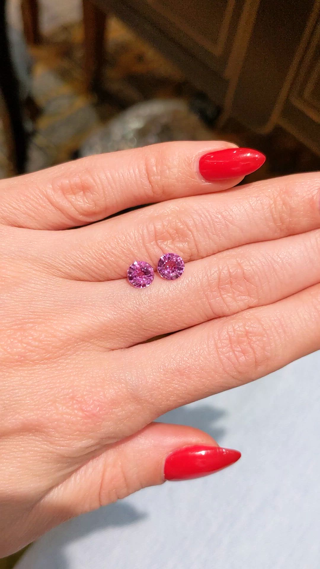 1.89 Ct.Tw.Total Carat Weight Pink Sapphire Pair from Ceylon (Sri Lanka) Size Video