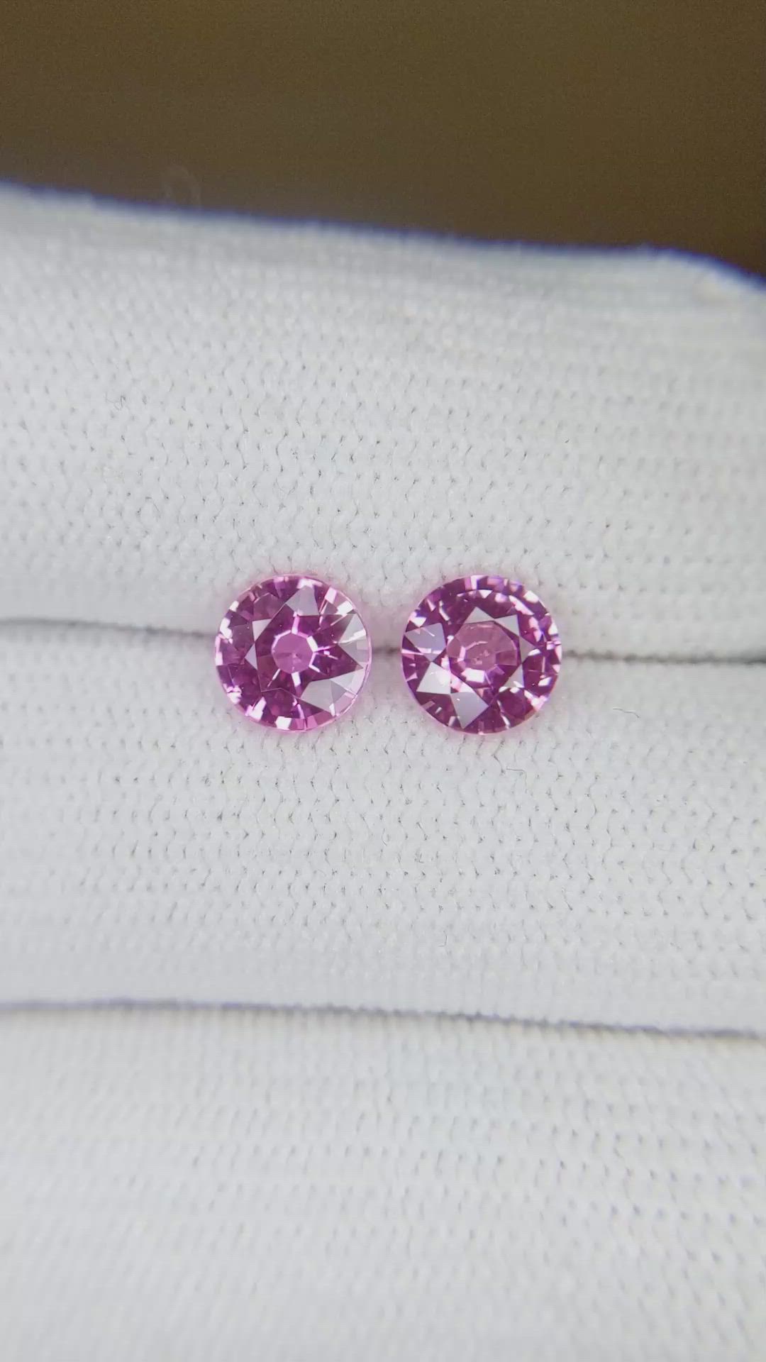 1.89 Ct.Tw.Total Carat Weight Pink Sapphire Pair from Ceylon (Sri Lanka) Size Video