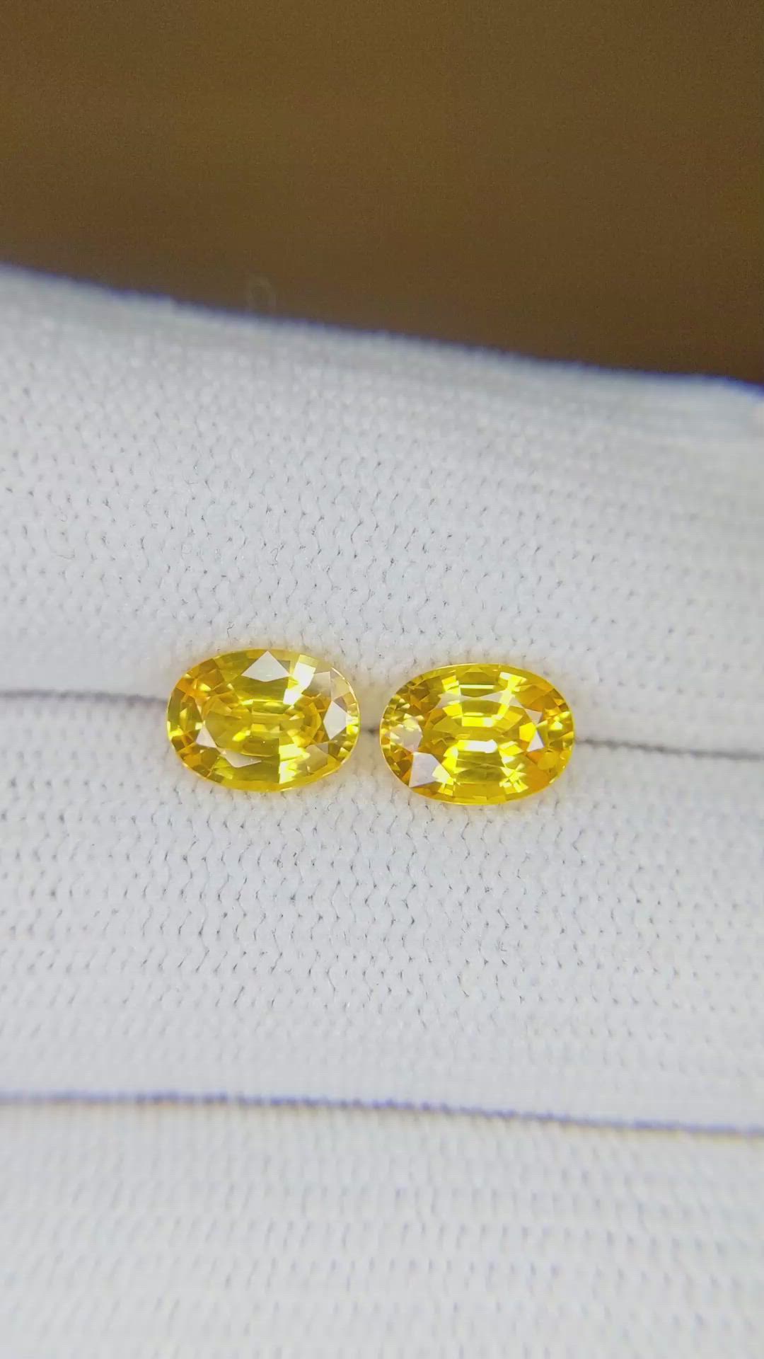 2.29 Ct.Tw.Total Carat Weight Yellow Sapphire Pair from Ceylon (Sri Lanka) Size Video