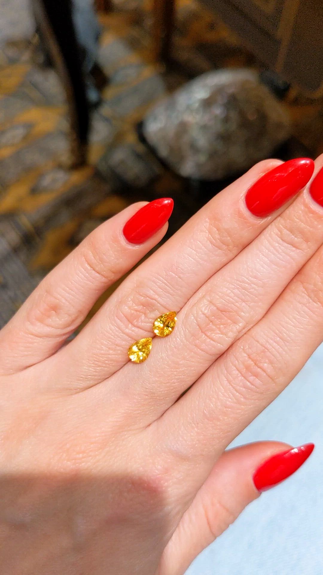 1.67 Ct.Tw.Total Carat Weight Yellow Sapphire Pair from Ceylon (Sri Lanka) Size Video