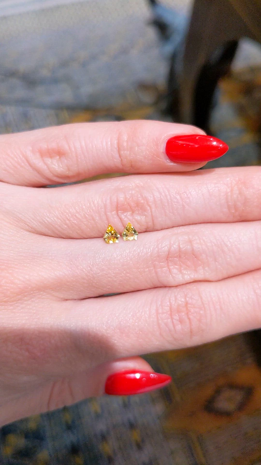 0.56&nbsp;Ct.Tw.Total Carat Weight Yellow Sapphire Pair from Ceylon (Sri Lanka) Size Video