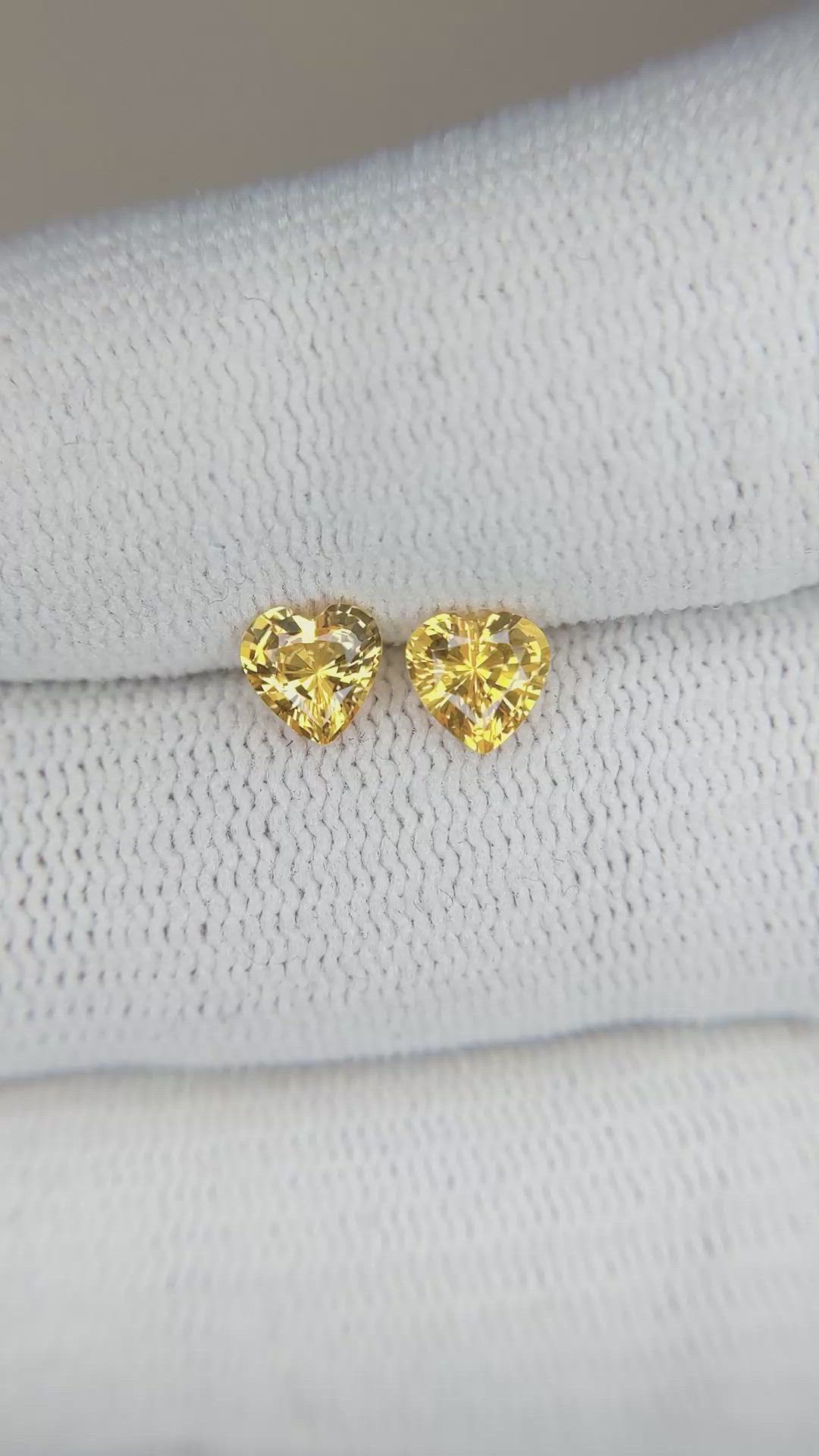 1.11 Ct.Tw.Total Carat Weight Yellow Sapphire Pair from Ceylon (Sri Lanka) Size Video