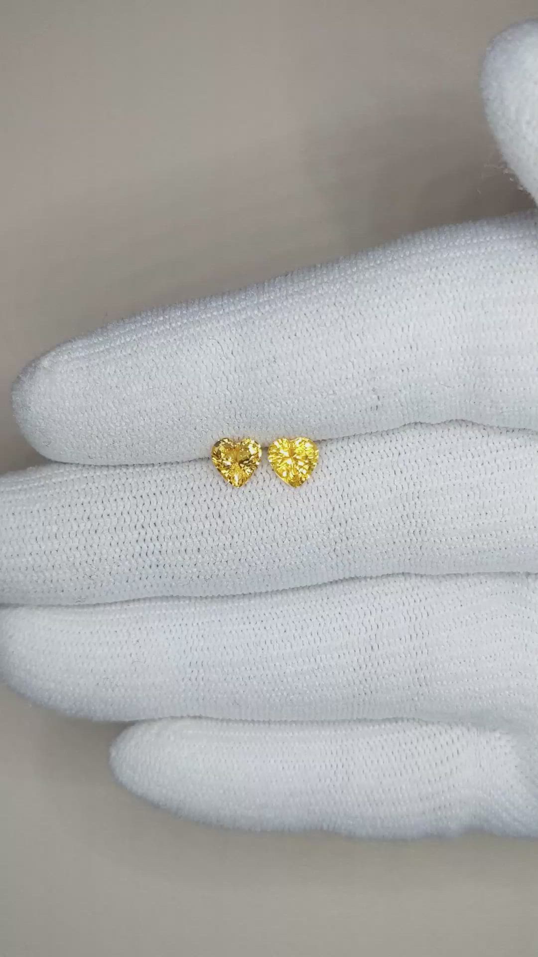 1.11 Ct.Tw.Total Carat Weight Yellow Sapphire Pair from Ceylon (Sri Lanka) Size Video