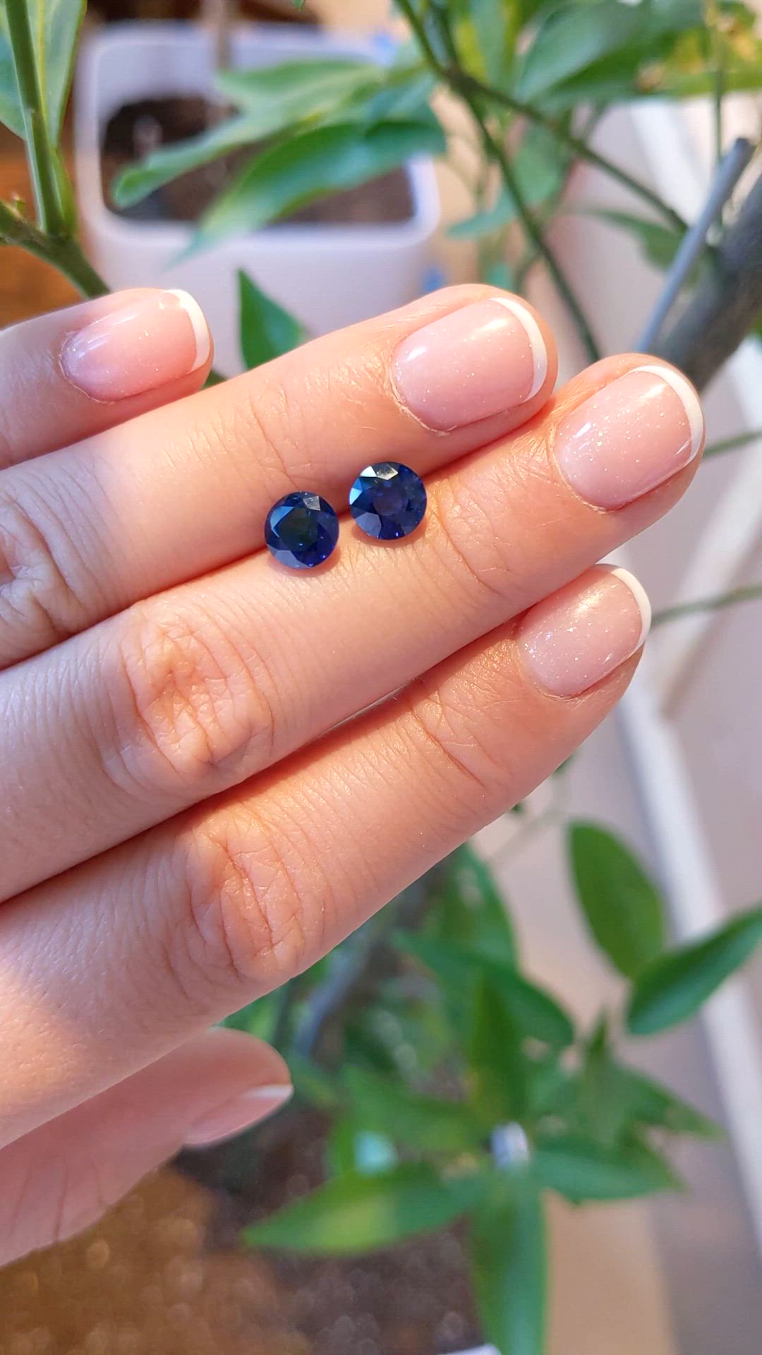 3.02 Ct.Tw.Total Carat Weight Blue Sapphire Pair from Madagascar Size Video