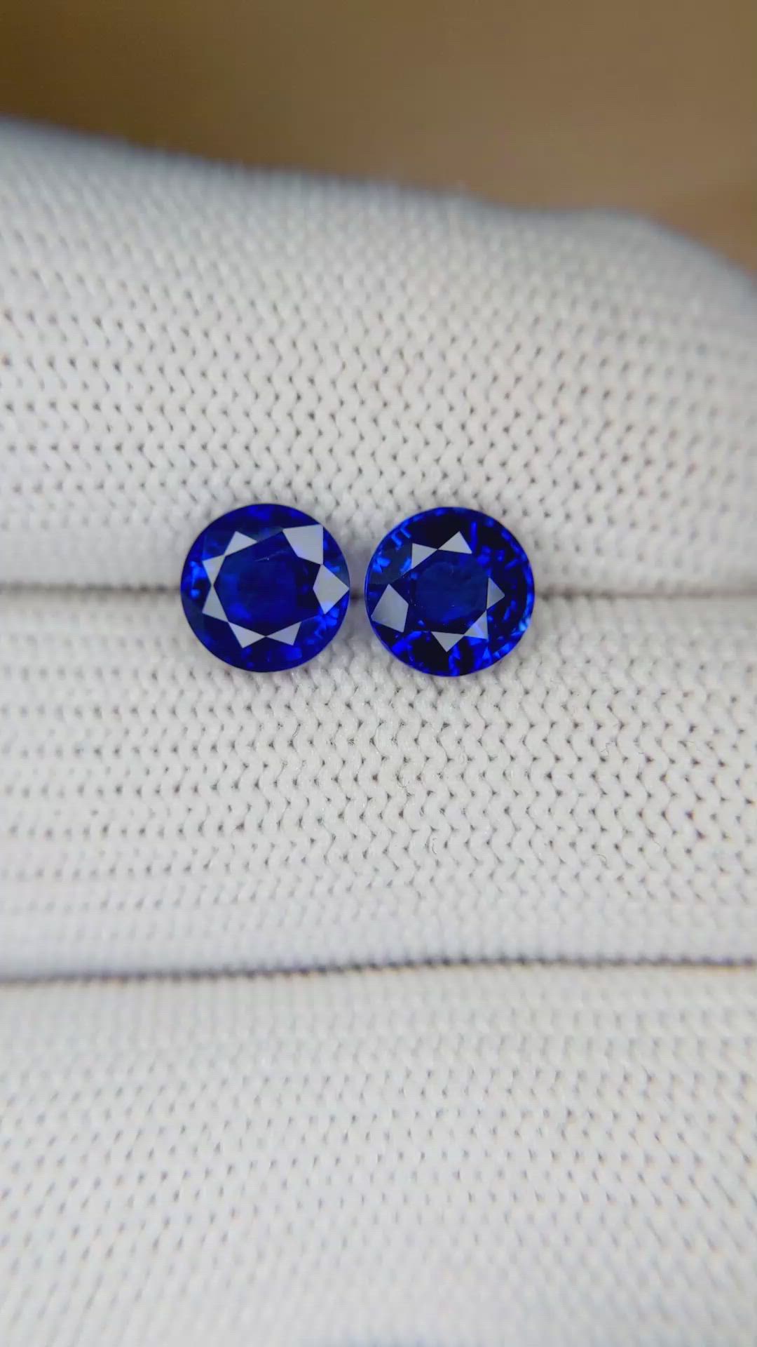 3.02 Ct.Tw.Total Carat Weight Blue Sapphire Pair from Madagascar Size Video