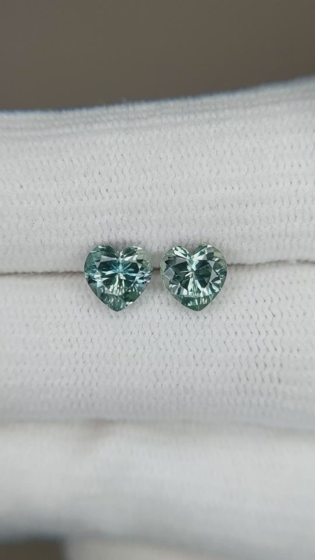 1.87 Ct.Tw.Total Carat Weight Bluish Green Sapphire Pair from Montana Size Video