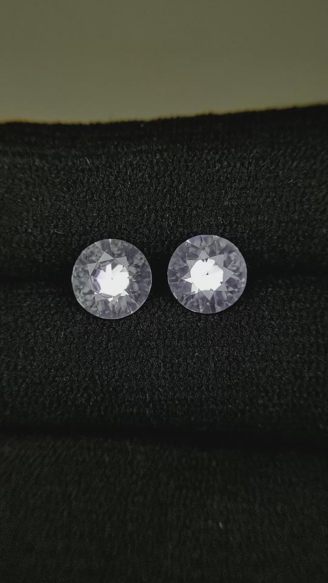 2.76 Ct.Tw.Total Carat Weight White Sapphire Pair from Ceylon (Sri Lanka) Size Video