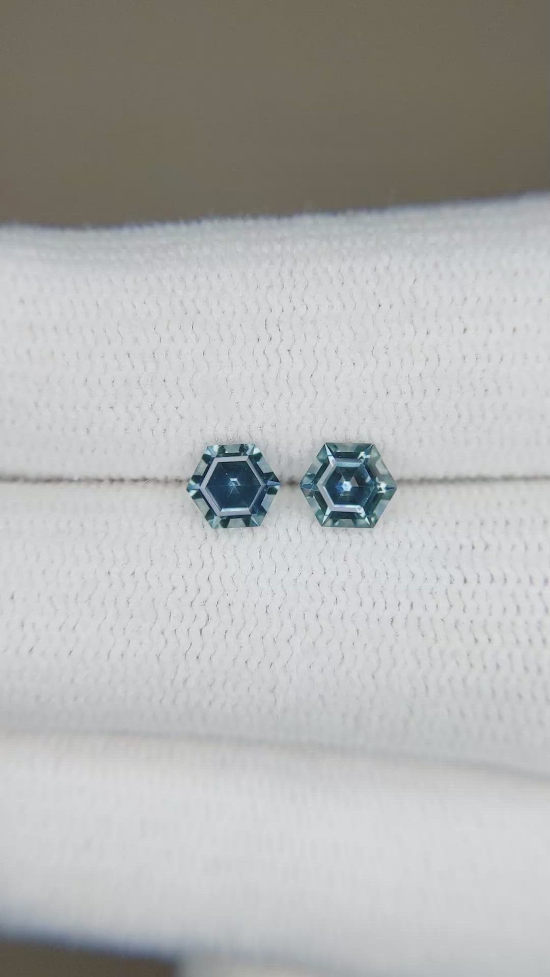 0.95&nbsp;Ct.Tw.Total Carat Weight Bluish Green Sapphire Pair from Montana Size Video