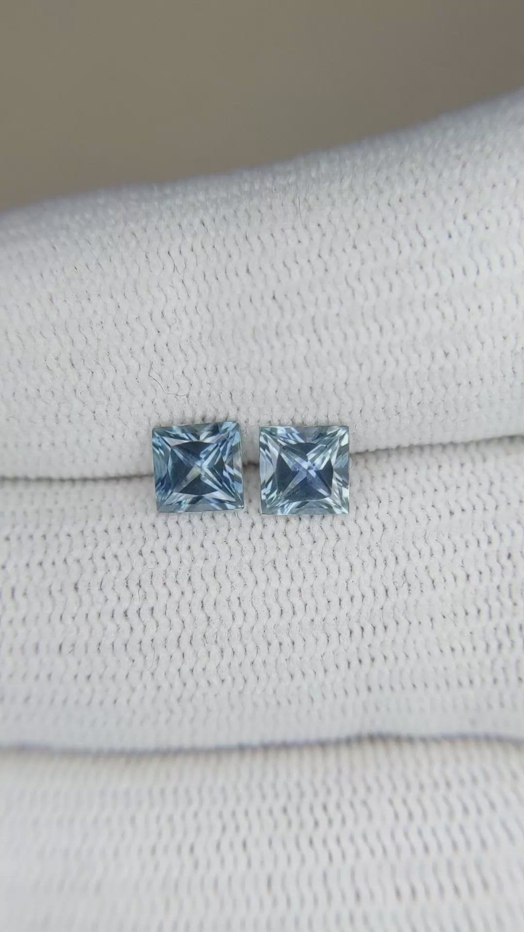 1.53 Ct.Tw.Total Carat Weight Greenish Blue Sapphire Pair from Montana Size Video