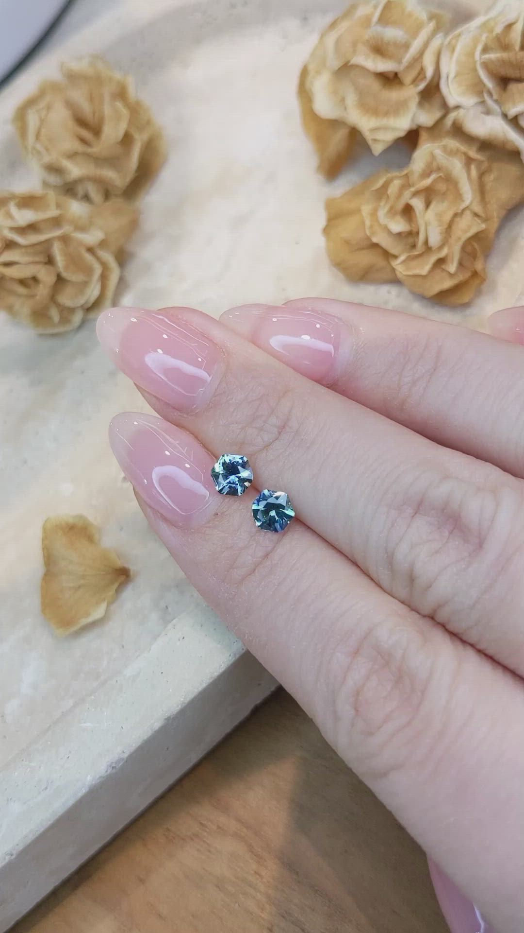 1.13 Ct.Tw.Total Carat Weight Sapphire Pair from Montana Size Video