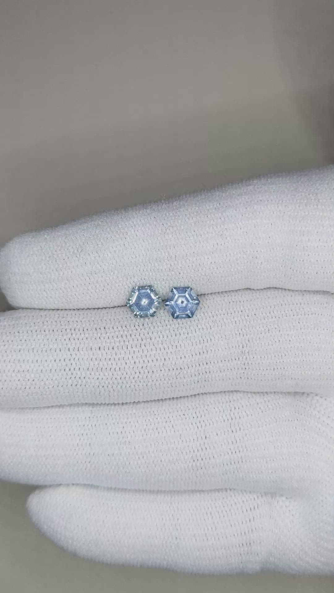 1.33 Ct.Tw.Total Carat Weight Blue Sapphire Pair from Montana Size Video