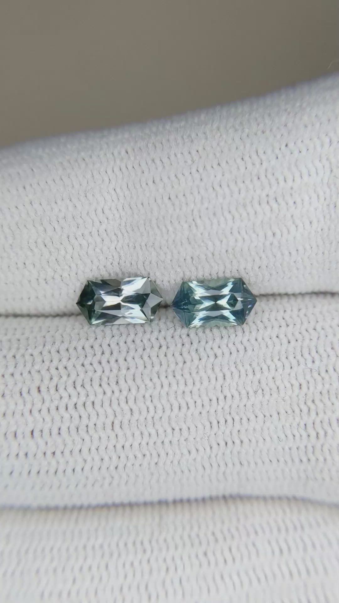 1.40 Ct.Tw.Total Carat Weight Bluish Purple Sapphire Pair from Montana Size Video