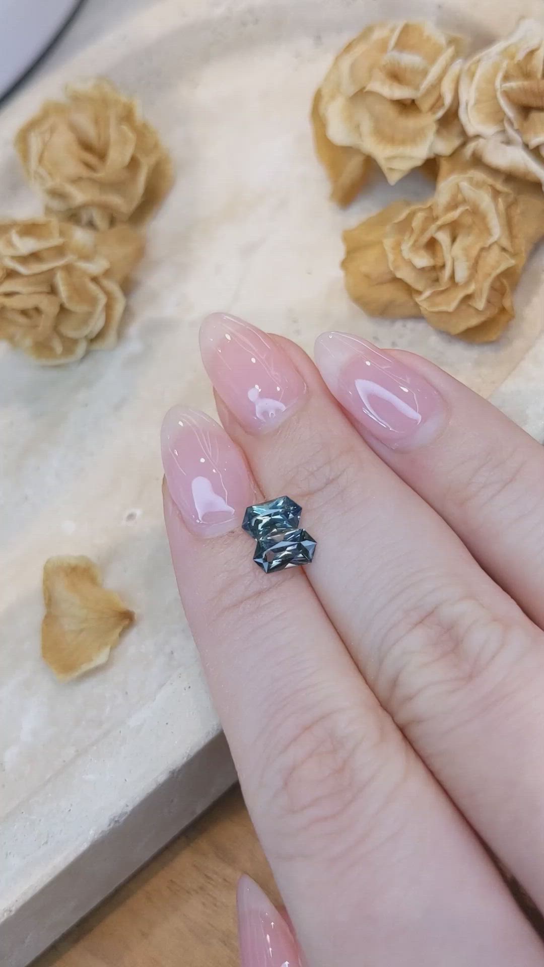 1.40 Ct.Tw.Total Carat Weight Bluish Purple Sapphire Pair from Montana Size Video