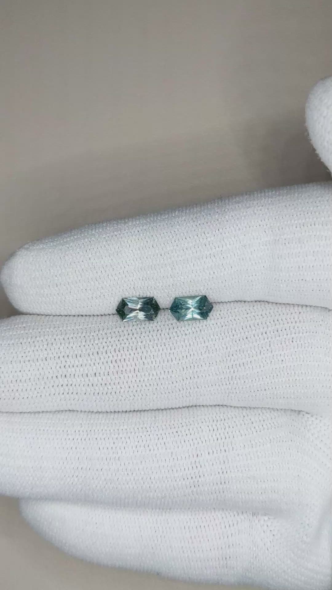 1.40 Ct.Tw.Total Carat Weight Bluish Purple Sapphire Pair from Montana Size Video