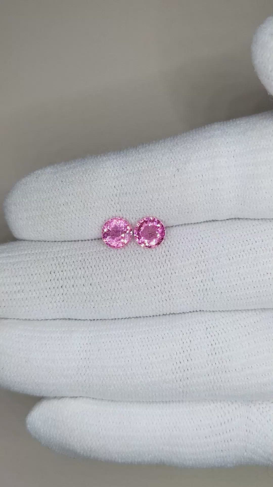 1.88 Ct.Tw.Total Carat Weight Pink Sapphire Pair from Ceylon (Sri Lanka) Size Video