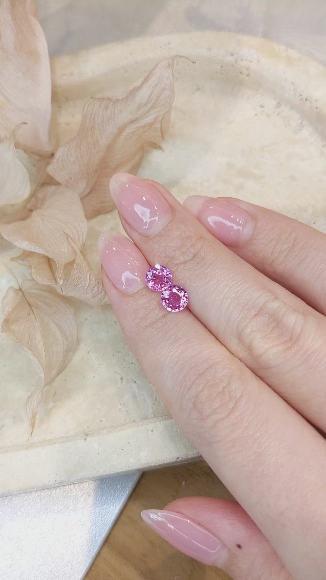 1.88 Ct.Tw.Total Carat Weight Pink Sapphire Pair from Ceylon (Sri Lanka) Size Video