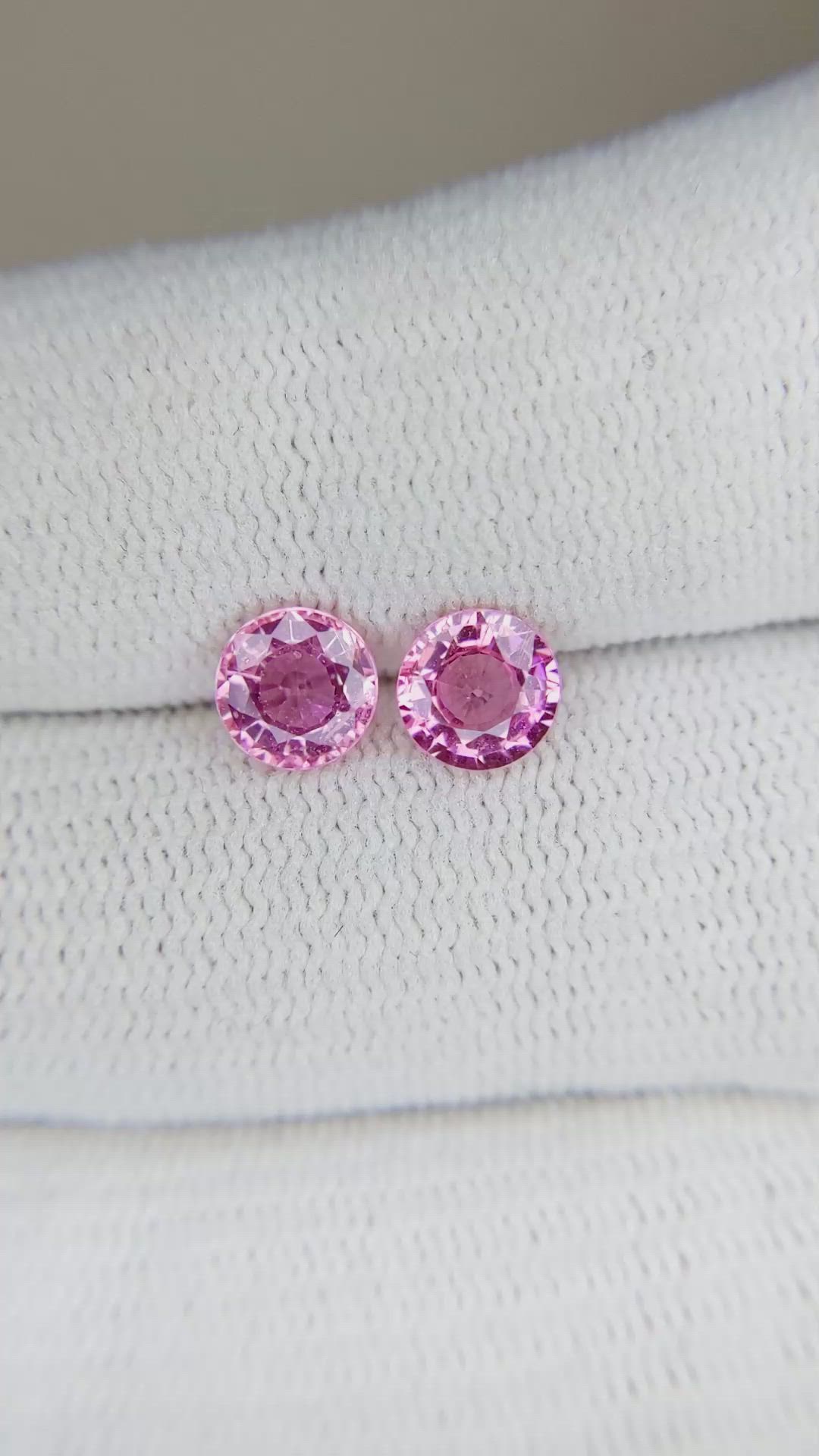 1.88 Ct.Tw.Total Carat Weight Pink Sapphire Pair from Ceylon (Sri Lanka) Size Video