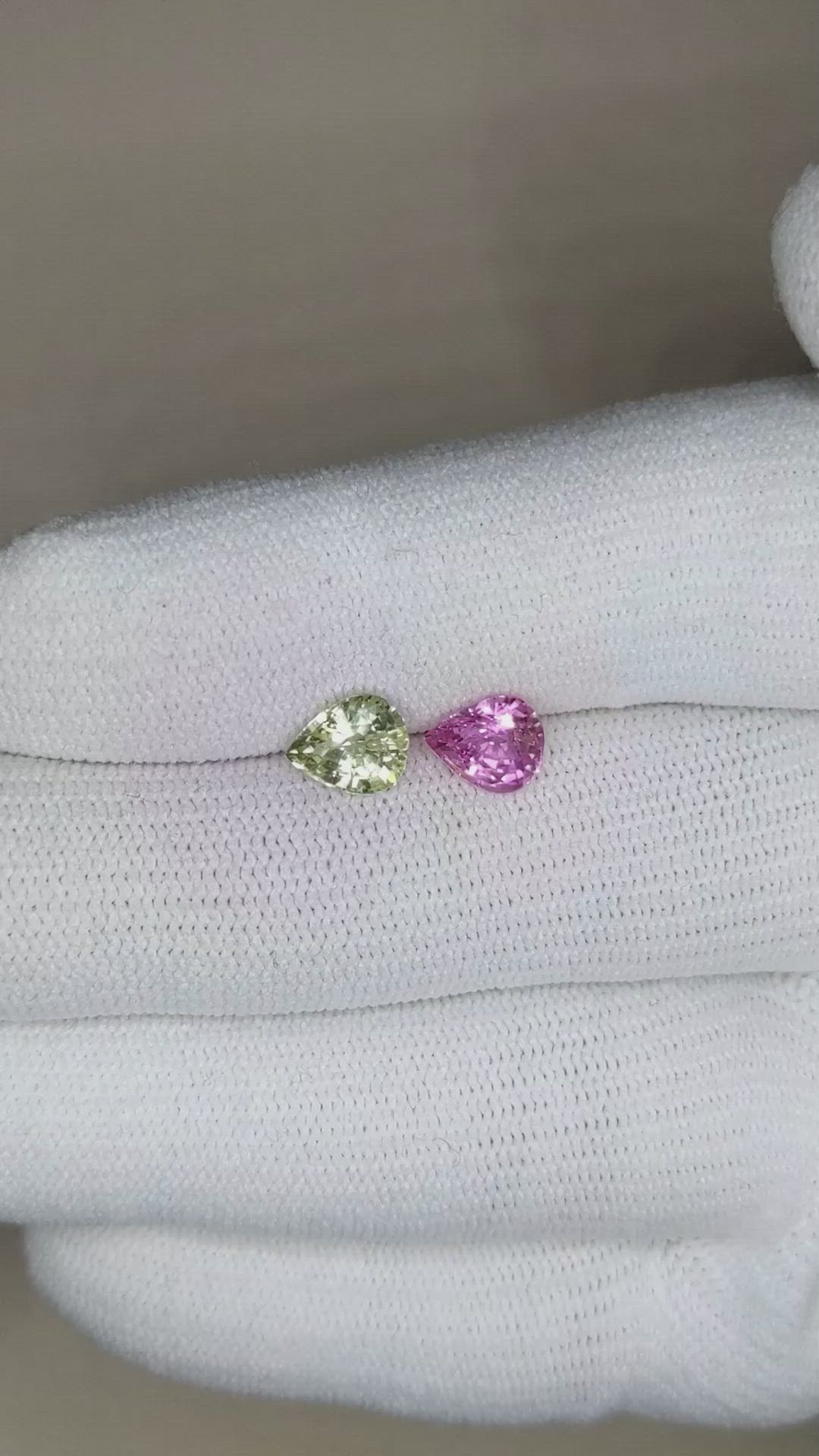 2.55 Ct.Tw.Total Carat Weight Green Sapphire Pair from Ceylon (Sri Lanka) Size Video