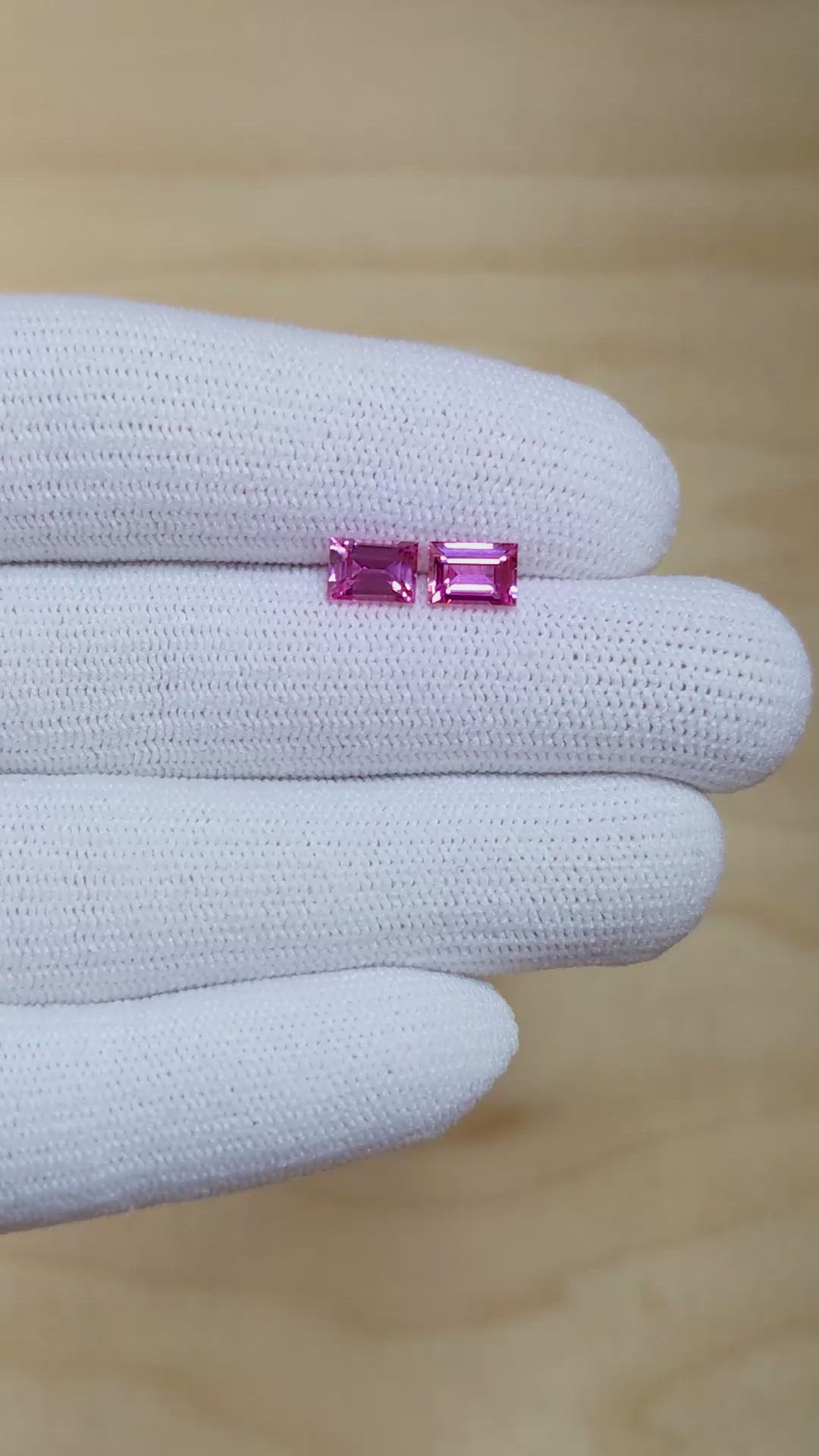 2.10 Ct.Tw.Total Carat Weight Pink Sapphire Pair from Ceylon (Sri Lanka) Size Video