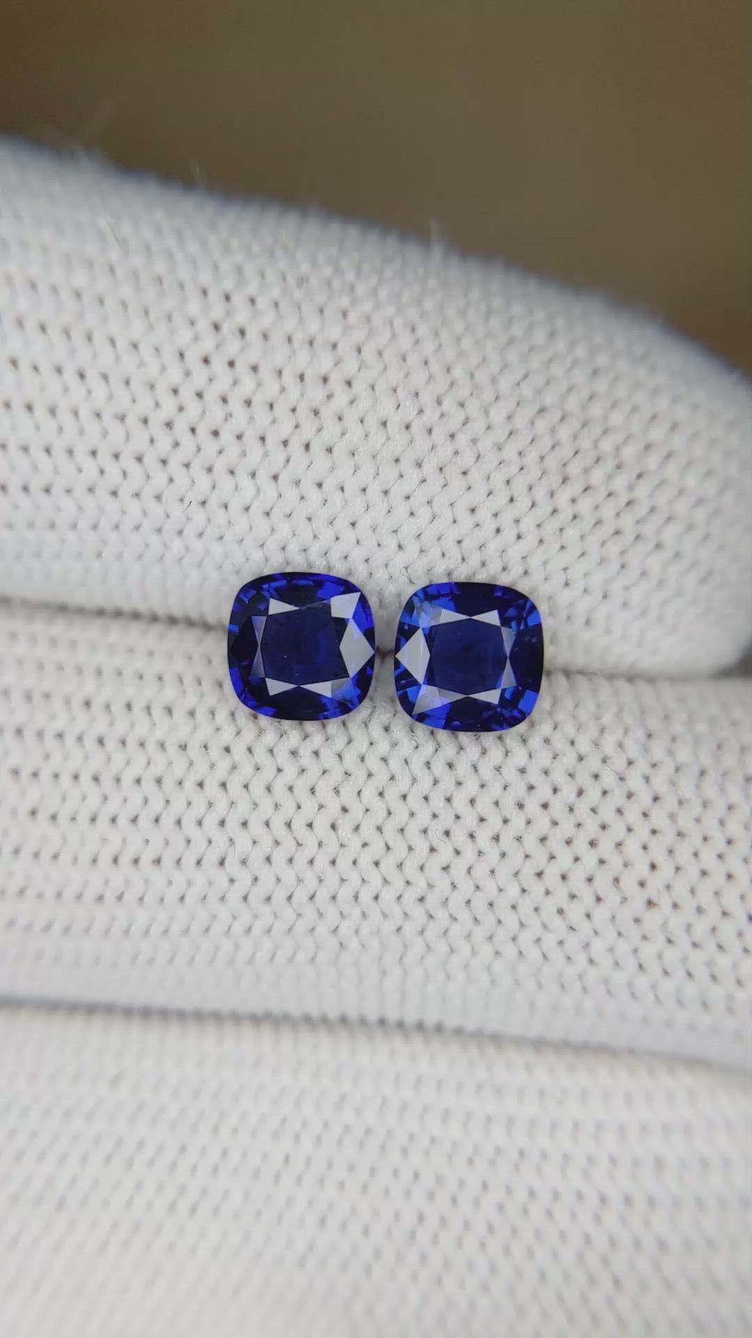 2.12 Ct.Tw.Total Carat Weight Blue Sapphire Pair from Ceylon (Sri Lanka) Size Video