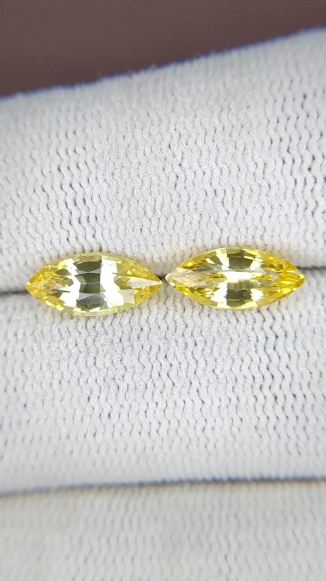 2.93 Ct.Tw.Total Carat Weight Yellow Sapphire Pair from Ceylon (Sri Lanka) Size Video
