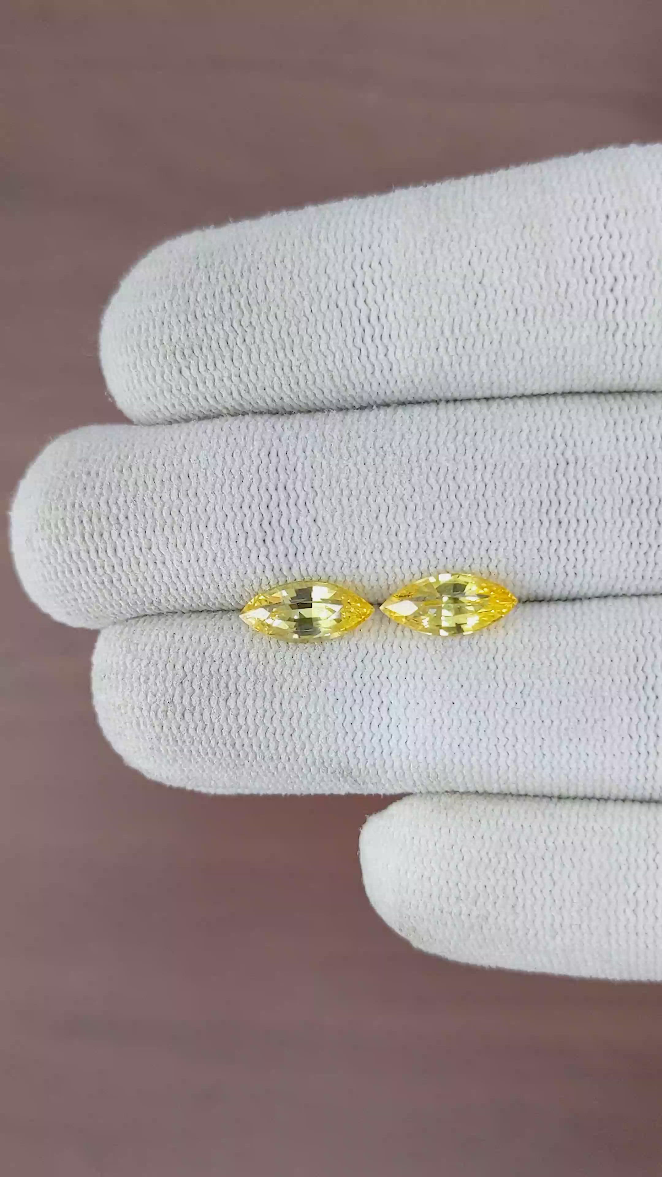 2.93 Ct.Tw.Total Carat Weight Yellow Sapphire Pair from Ceylon (Sri Lanka) Size Video