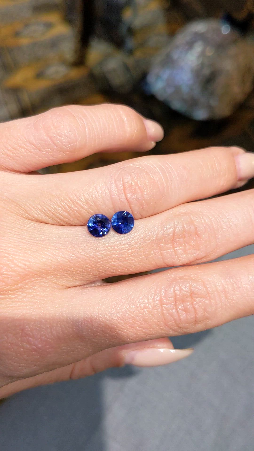 1.78 Ct.Tw.Total Carat Weight Blue Sapphire Pair from Ceylon (Sri Lanka) Size Video