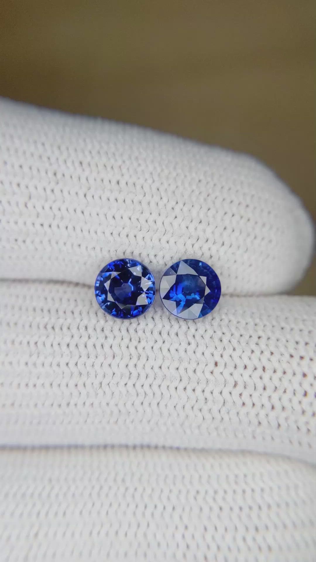 1.78 Ct.Tw.Total Carat Weight Blue Sapphire Pair from Ceylon (Sri Lanka) Size Video