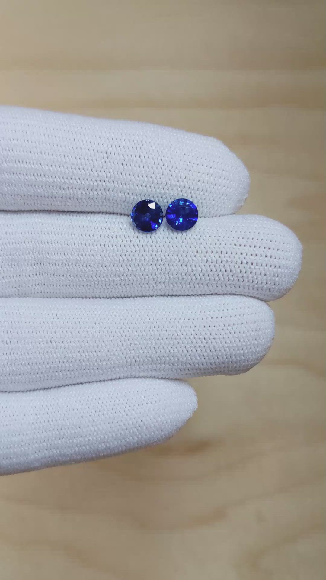 1.78 Ct.Tw.Total Carat Weight Blue Sapphire Pair from Ceylon (Sri Lanka) Size Video