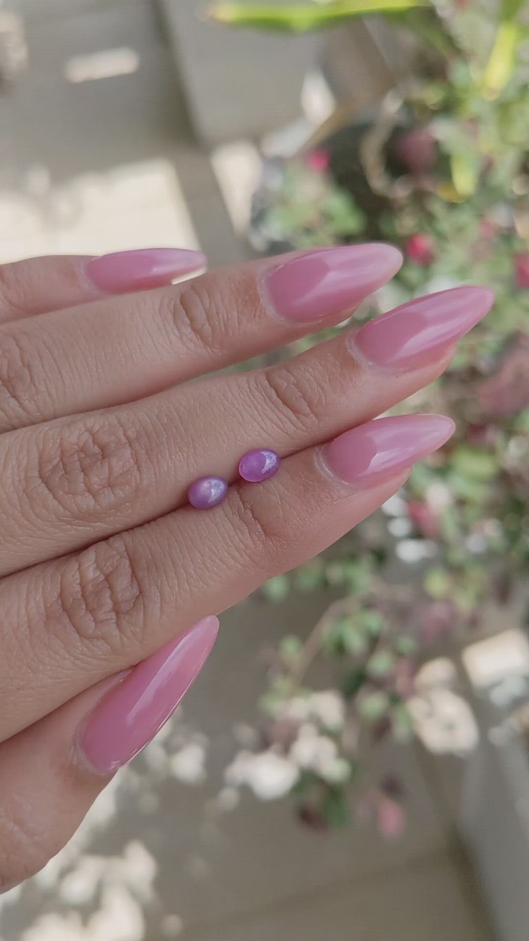 1.17&nbsp;Ct.Tw.Total Carat Weight Pinkish Purple Star Sapphire Pair from Ceylon (Sri Lanka) Size Video