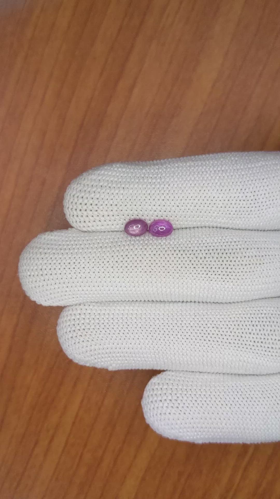 1.17&nbsp;Ct.Tw.Total Carat Weight Pinkish Purple Star Sapphire Pair from Ceylon (Sri Lanka) Size Video