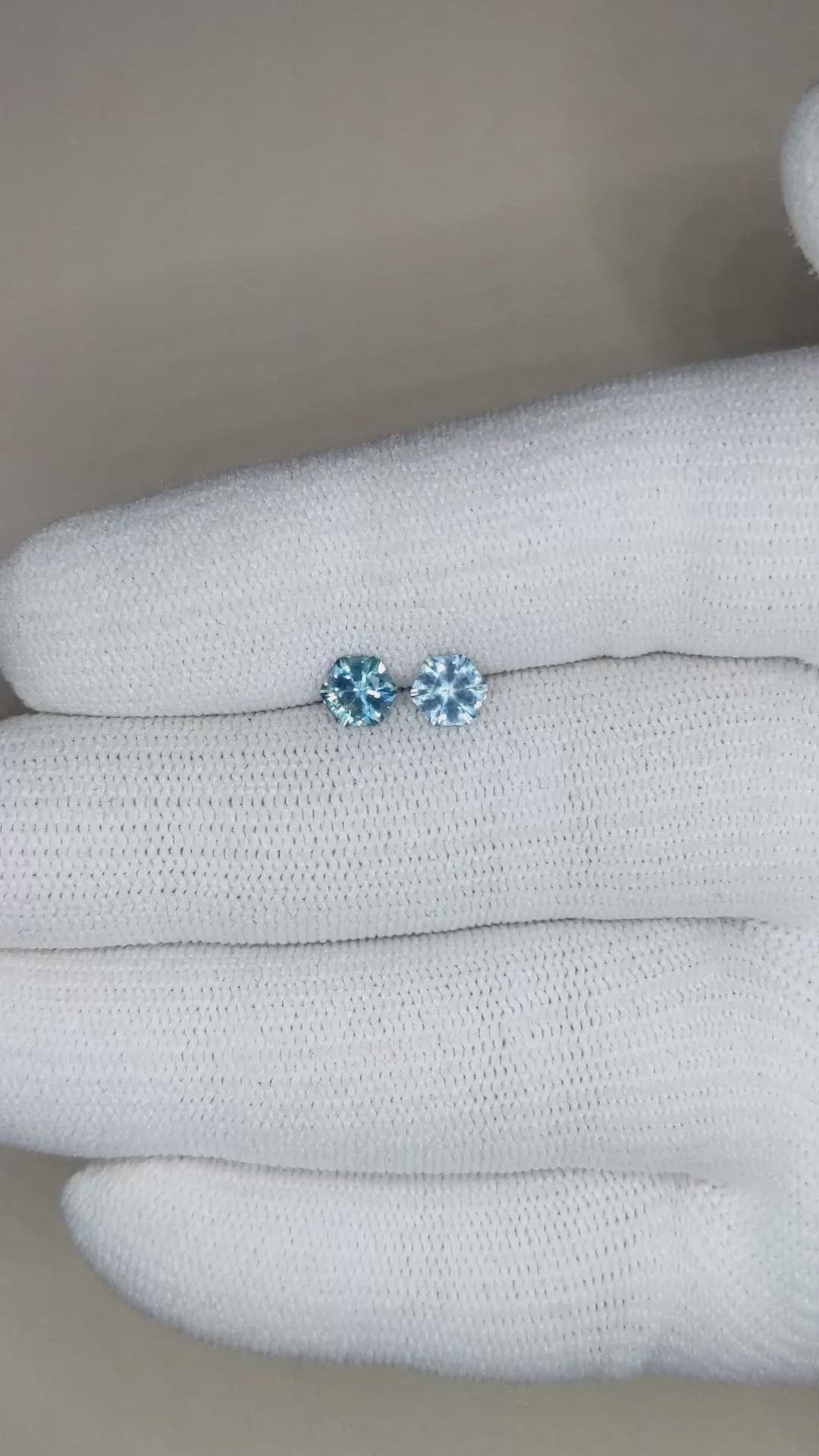 0.98&nbsp;Ct.Tw.Total Carat Weight Greenish Blue Sapphire Pair from Montana Size Video