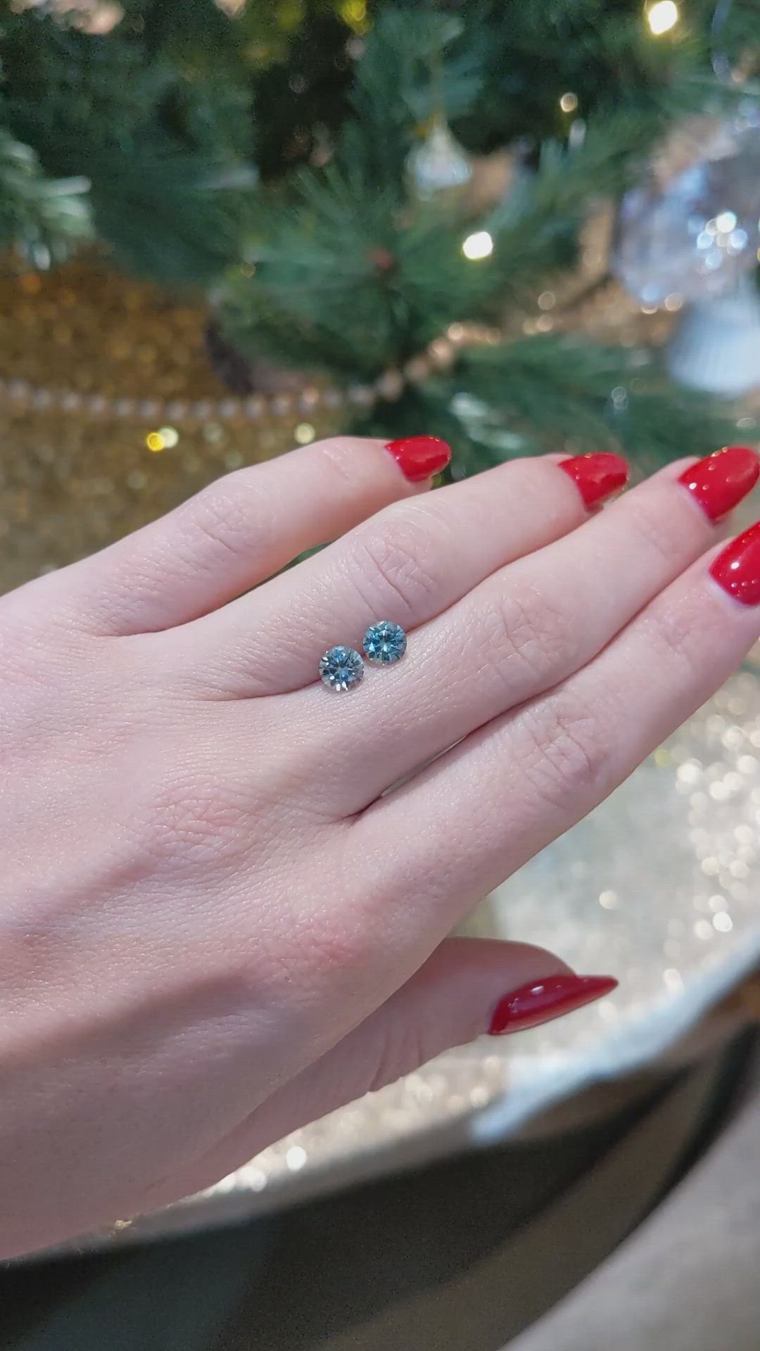 1.34&nbsp;Ct.Tw.Total Carat Weight Greenish Blue Sapphire Pair from Montana Size Video