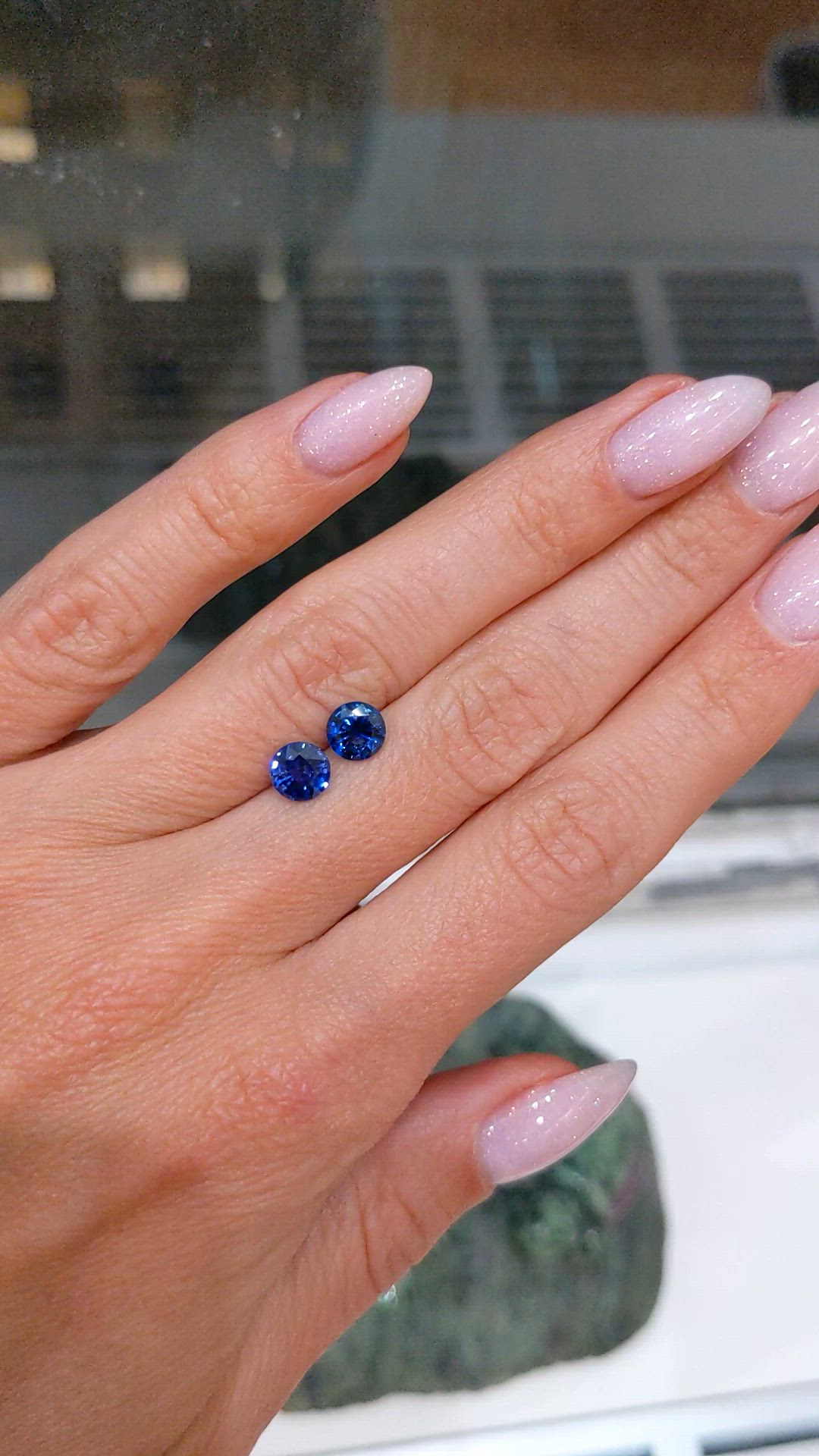 1.92 Ct.Tw.Total Carat Weight Blue Sapphire Pair from Ceylon (Sri Lanka) Size Video