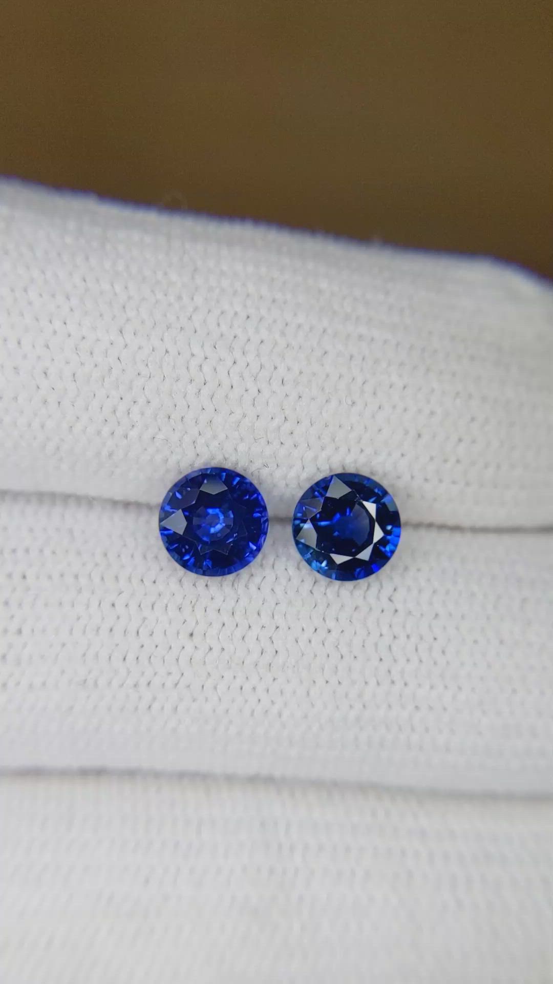 1.92 Ct.Tw.Total Carat Weight Blue Sapphire Pair from Ceylon (Sri Lanka) Size Video