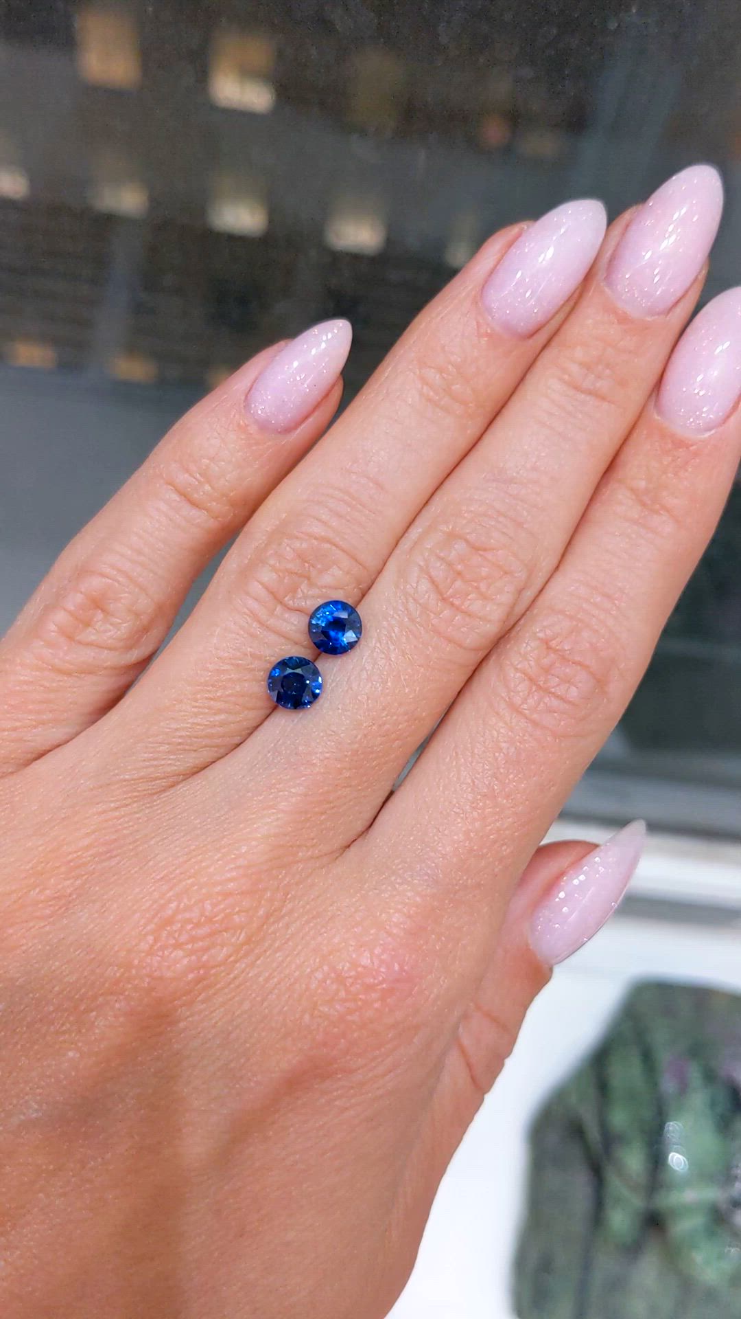 1.98&nbsp;Ct.Tw.Total Carat Weight Blue Sapphire Pair from Ceylon (Sri Lanka) Size Video