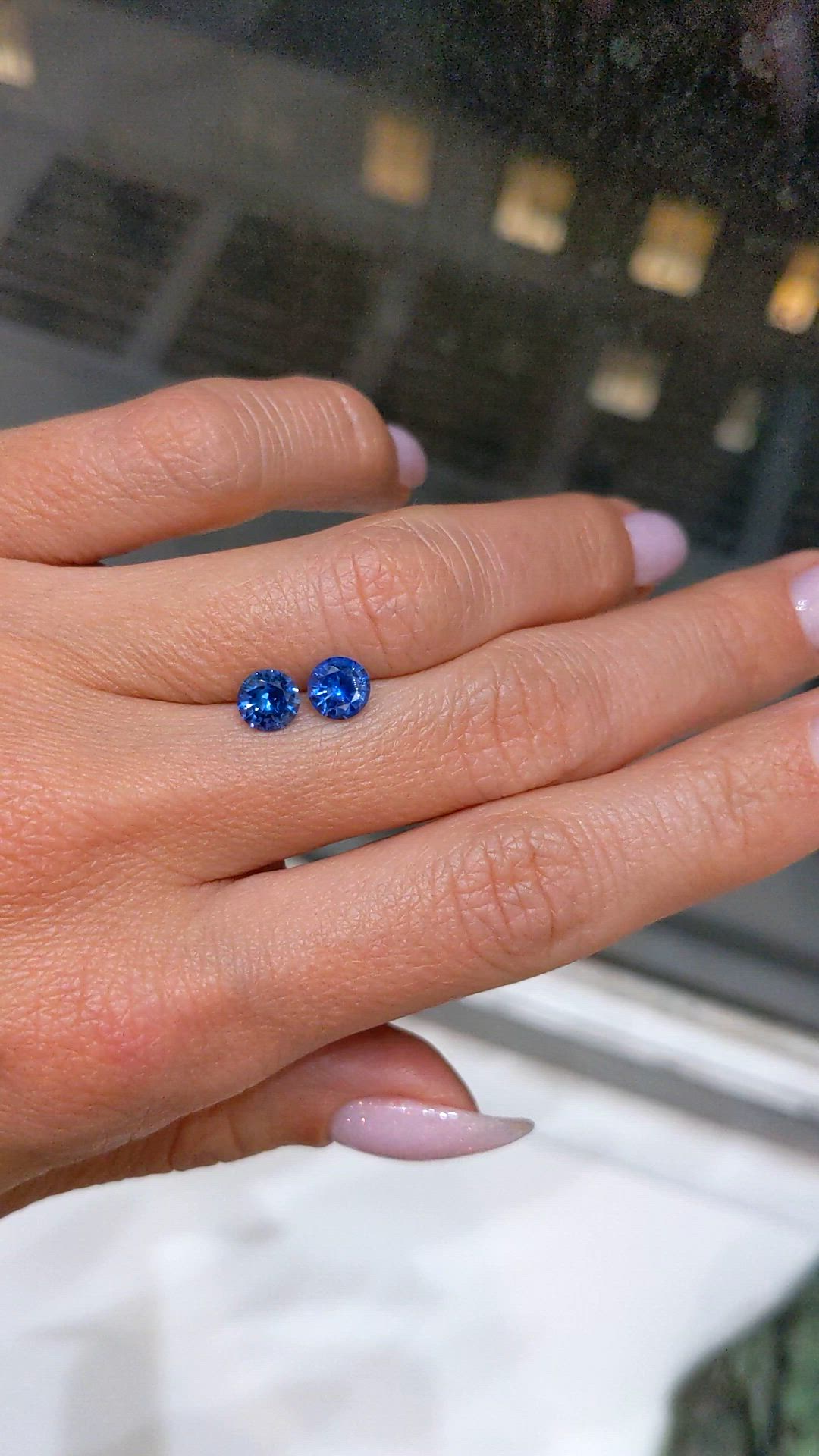 1.66 Ct.Tw.Total Carat Weight Blue Sapphire Pair from Ceylon (Sri Lanka) Size Video