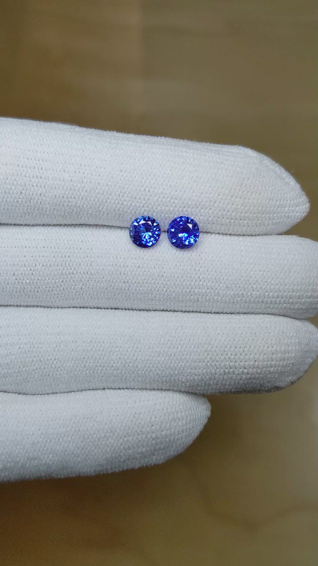 1.66 Ct.Tw.Total Carat Weight Blue Sapphire Pair from Ceylon (Sri Lanka) Size Video