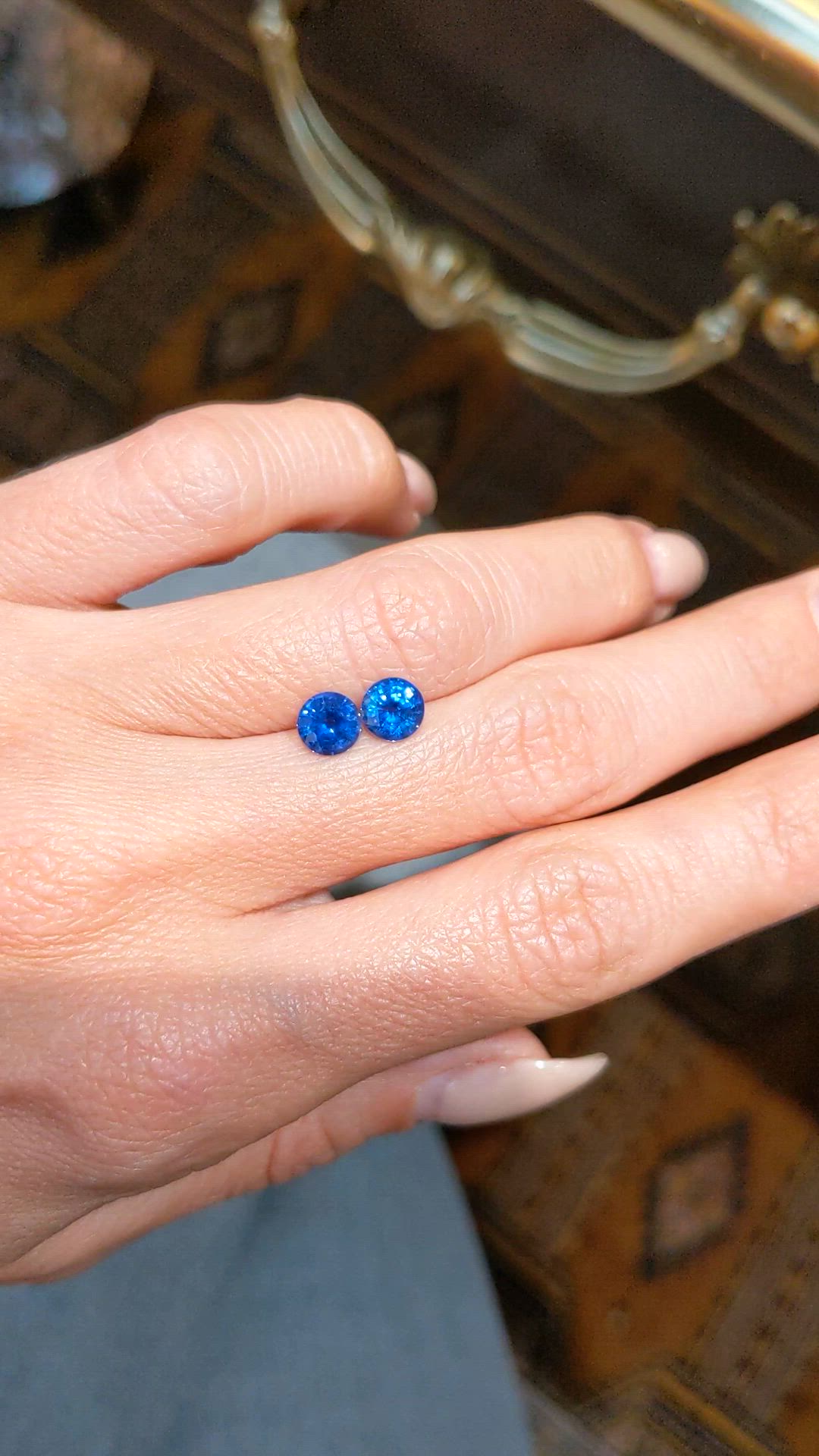 1.66 Ct.Tw.Total Carat Weight Blue Sapphire Pair from Ceylon (Sri Lanka) Size Video