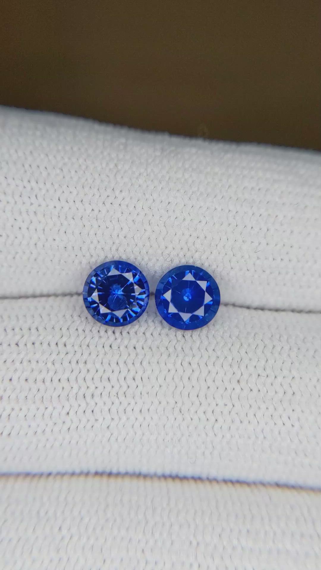 2.02&nbsp;Ct.Tw.Total Carat Weight Blue Sapphire Pair from Ceylon (Sri Lanka) Size Video