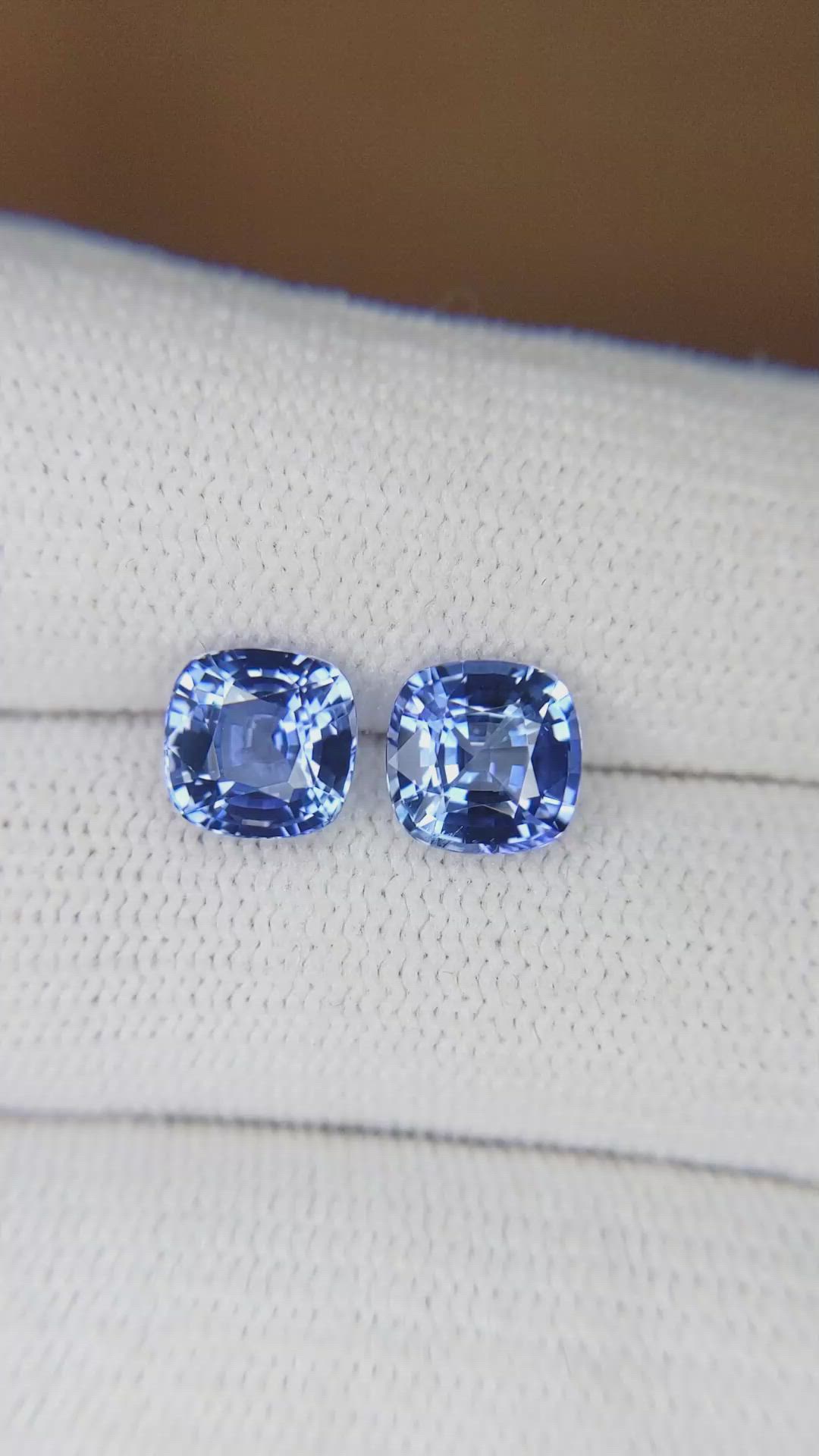 3.62 Ct.Tw.Total Carat Weight Blue Sapphire Pair from Ceylon (Sri Lanka) Size Video