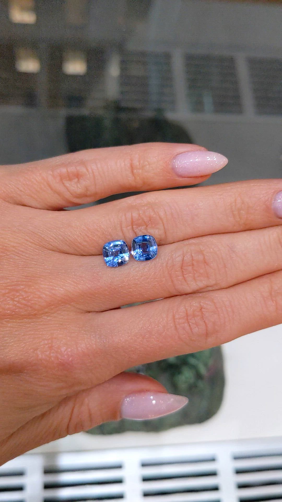 3.62 Ct.Tw.Total Carat Weight Blue Sapphire Pair from Ceylon (Sri Lanka) Size Video