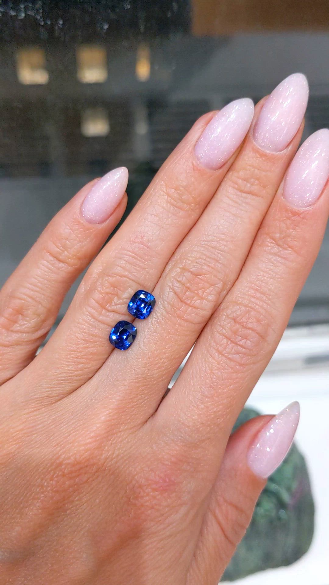 2.17&nbsp;Ct.Tw.Total Carat Weight Blue Sapphire Pair from Ceylon (Sri Lanka) Size Video