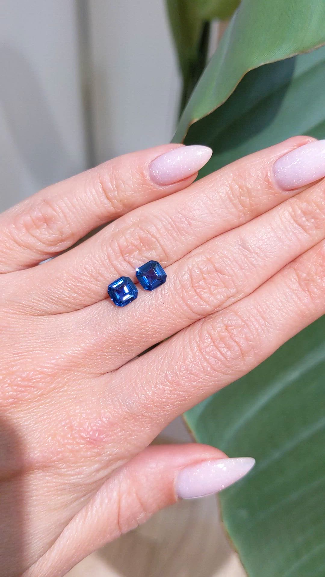 2.47 Ct.Tw.Total Carat Weight Blue Sapphire Pair from Ceylon (Sri Lanka) Size Video