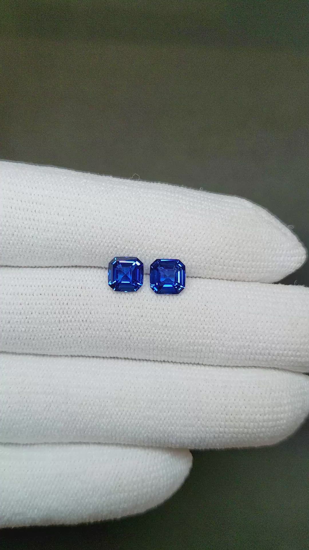 2.47 Ct.Tw.Total Carat Weight Blue Sapphire Pair from Ceylon (Sri Lanka) Size Video