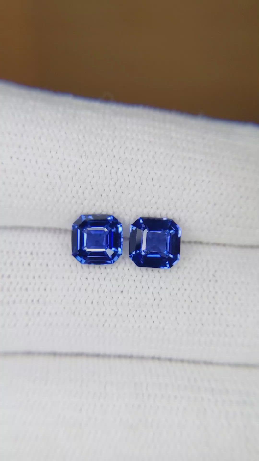 2.47 Ct.Tw.Total Carat Weight Blue Sapphire Pair from Ceylon (Sri Lanka) Size Video